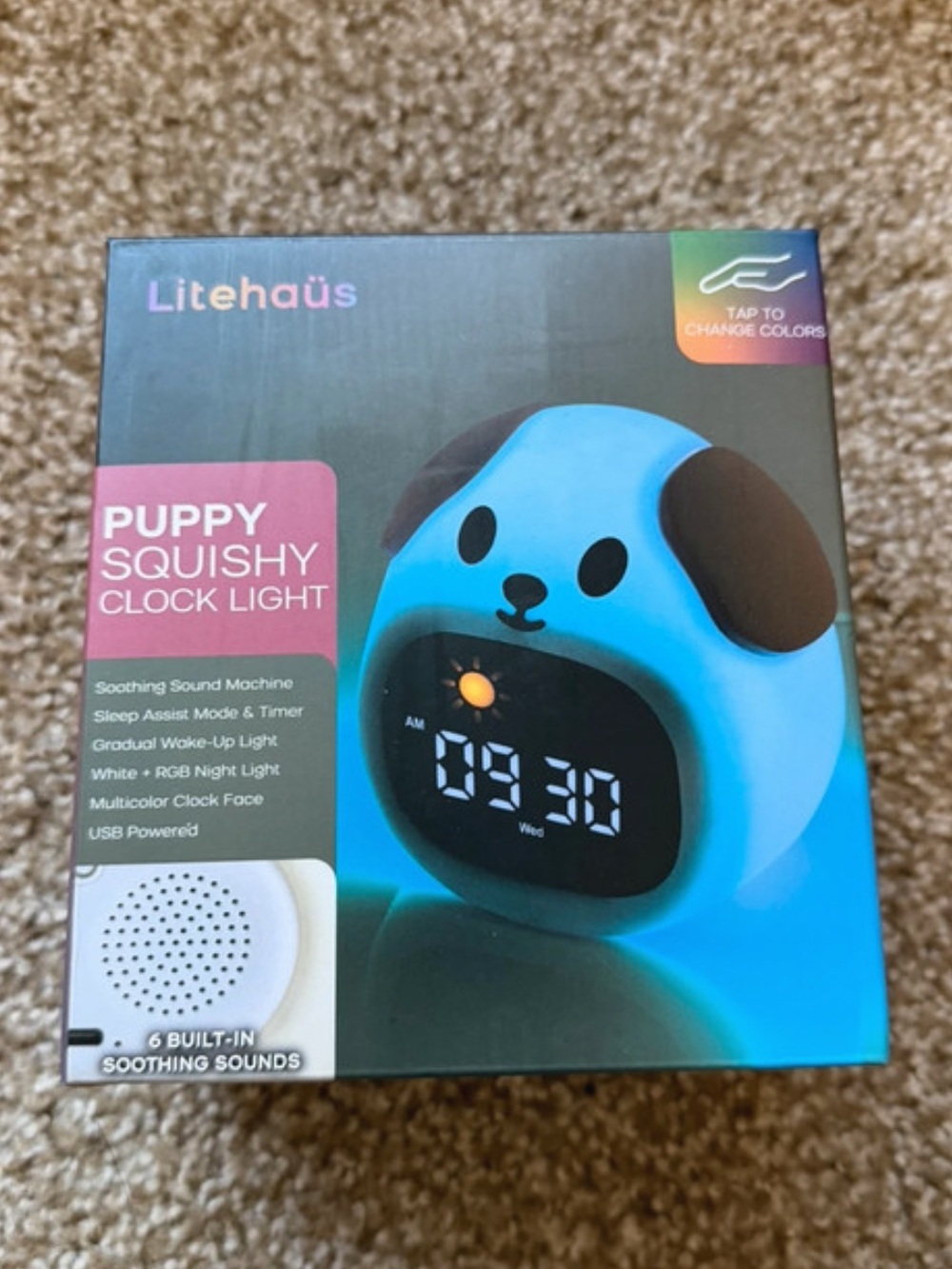 Multicolored Puppy Squishy Clock Light
